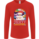 Trippy Christmas LSD Santa Magic Mushrooms Xmas Mens Long Sleeve T-Shirt Red