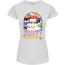 Trippy Christmas LSD Santa Magic Mushrooms Xmas Womens Petite Cut T-Shirt White