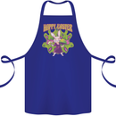 Trippy Easter Magic Mushrooms LSD Cotton Apron 100% Organic Royal Blue