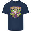 Trippy Easter Magic Mushrooms LSD Kids T-Shirt Childrens Navy Blue