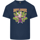 Trippy Easter Magic Mushrooms LSD Mens Cotton T-Shirt Tee Top Navy Blue