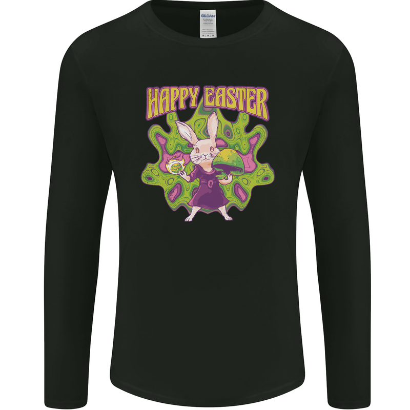 Trippy Easter Magic Mushrooms LSD Mens Long Sleeve T-Shirt Black