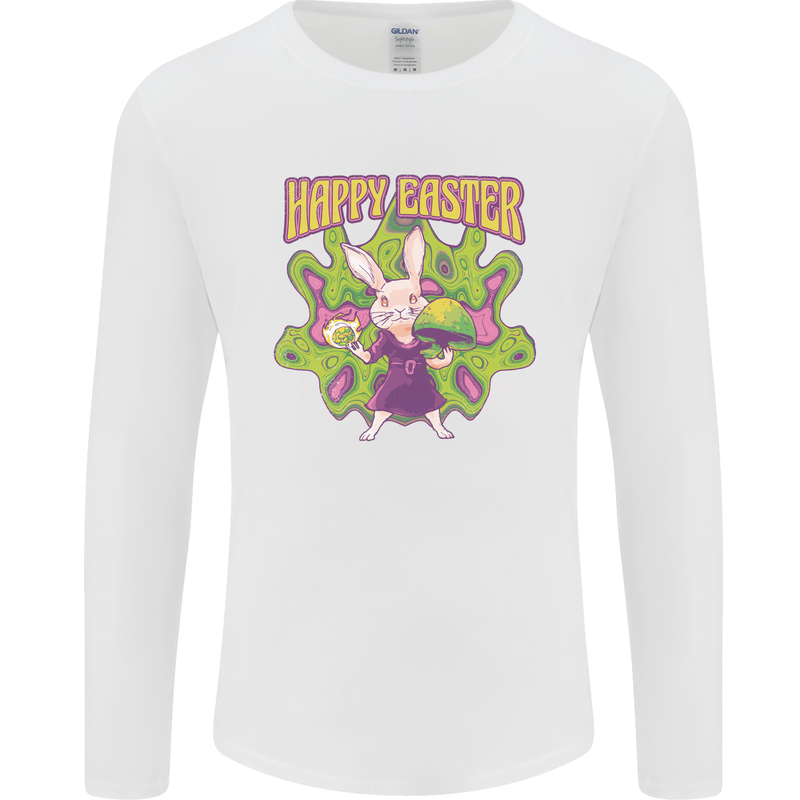 Trippy Easter Magic Mushrooms LSD Mens Long Sleeve T-Shirt White