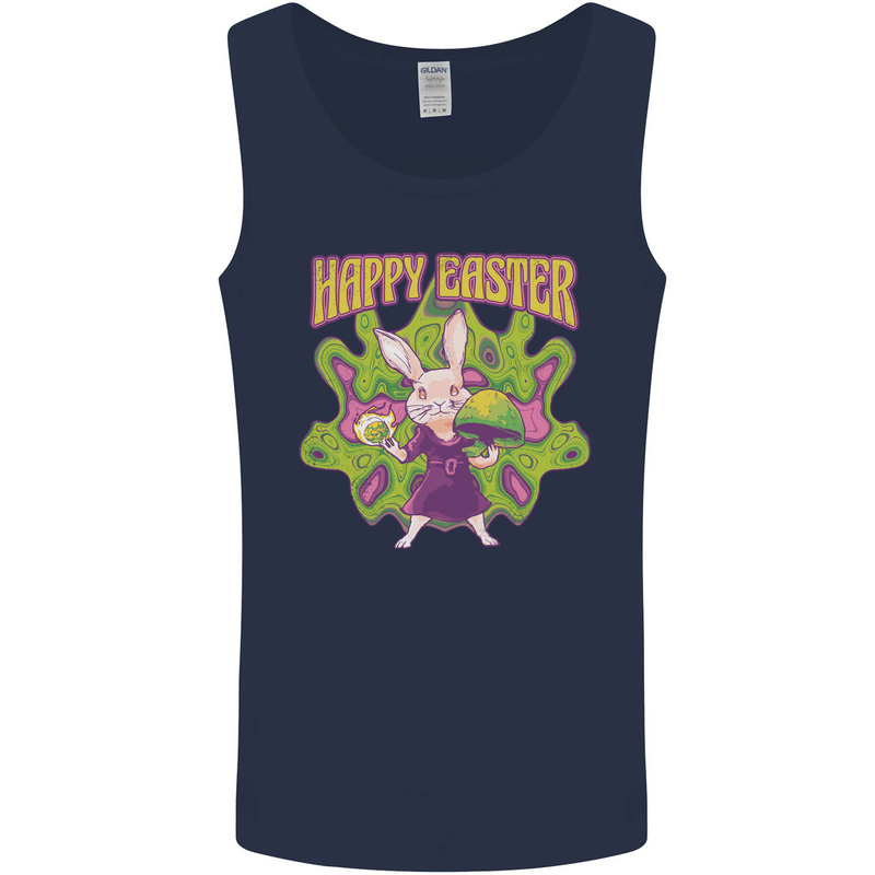 Trippy Easter Magic Mushrooms LSD Mens Vest Tank Top Navy Blue