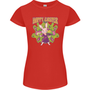Trippy Easter Magic Mushrooms LSD Womens Petite Cut T-Shirt Red