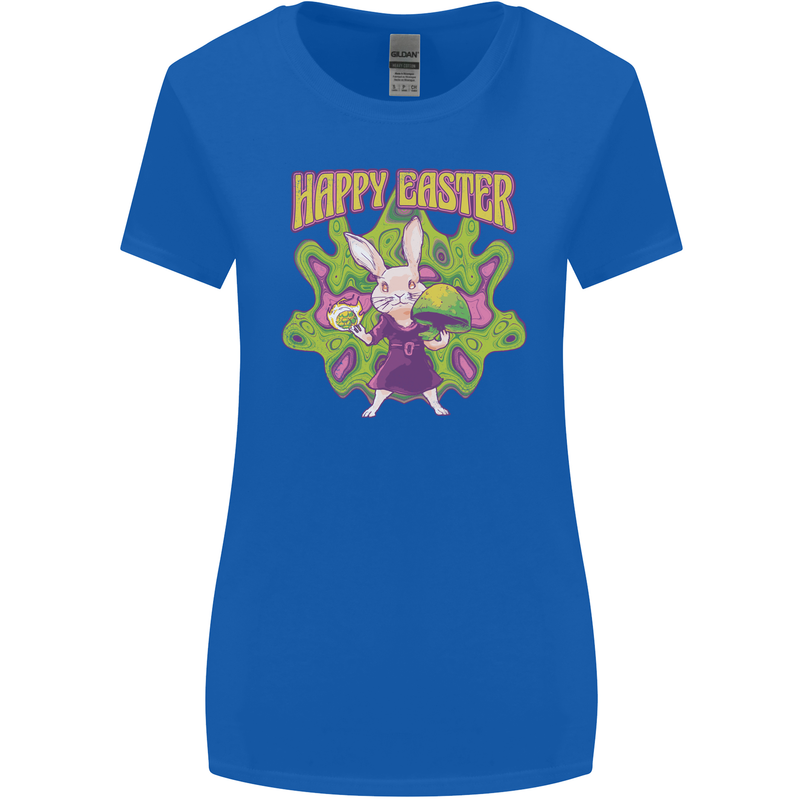 Trippy Easter Magic Mushrooms LSD Womens Wider Cut T-Shirt Royal Blue
