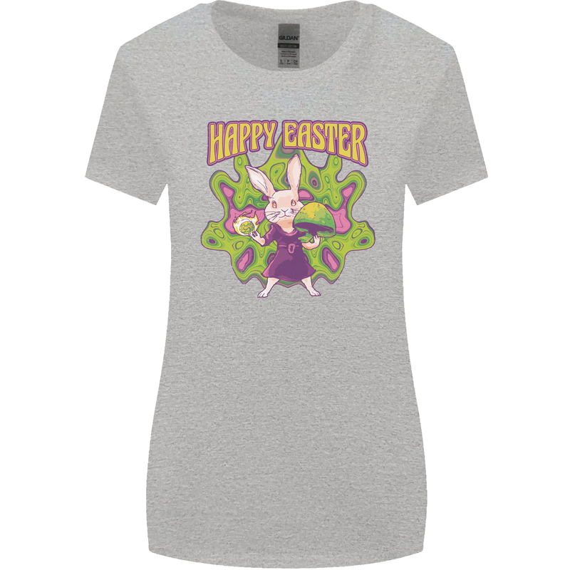 Trippy Easter Magic Mushrooms LSD Womens Wider Cut T-Shirt Sports Grey