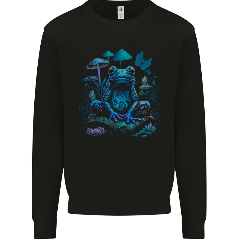 Trippy Frog LSD Magic Mushrooms Festivals Mens Sweatshirt Jumper Black