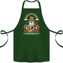 Trippy Guitar Hippy Gnome Magic Mushrooms Cotton Apron 100% Organic Forest Green
