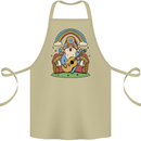Trippy Guitar Hippy Gnome Magic Mushrooms Cotton Apron 100% Organic Khaki