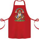 Trippy Guitar Hippy Gnome Magic Mushrooms Cotton Apron 100% Organic Red