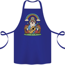 Trippy Guitar Hippy Gnome Magic Mushrooms Cotton Apron 100% Organic Royal Blue