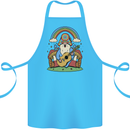 Trippy Guitar Hippy Gnome Magic Mushrooms Cotton Apron 100% Organic Turquoise