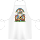 Trippy Guitar Hippy Gnome Magic Mushrooms Cotton Apron 100% Organic White