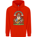Trippy Guitar Hippy Gnome Magic Mushrooms Mens 80% Cotton Hoodie Bright Red