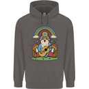Trippy Guitar Hippy Gnome Magic Mushrooms Mens 80% Cotton Hoodie Charcoal