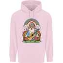 Trippy Guitar Hippy Gnome Magic Mushrooms Mens 80% Cotton Hoodie Light Pink