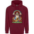 Trippy Guitar Hippy Gnome Magic Mushrooms Mens 80% Cotton Hoodie Maroon