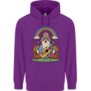 Trippy Guitar Hippy Gnome Magic Mushrooms Mens 80% Cotton Hoodie Purple