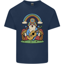 Trippy Guitar Hippy Gnome Magic Mushrooms Mens Cotton T-Shirt Tee Top Navy Blue