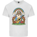 Trippy Guitar Hippy Gnome Magic Mushrooms Mens Cotton T-Shirt Tee Top White