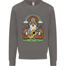 Trippy Guitar Hippy Gnome Magic Mushrooms Mens Sweatshirt Jumper Charcoal
