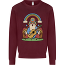 Trippy Guitar Hippy Gnome Magic Mushrooms Mens Sweatshirt Jumper Maroon
