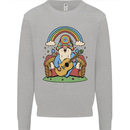 Trippy Guitar Hippy Gnome Magic Mushrooms Mens Sweatshirt Jumper Sports Grey
