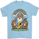 Trippy Guitar Hippy Gnome Magic Mushrooms Mens T-Shirt 100% Cotton Light Blue