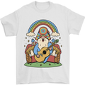 Trippy Guitar Hippy Gnome Magic Mushrooms Mens T-Shirt 100% Cotton White