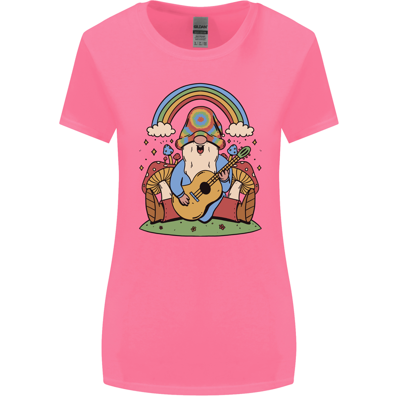 Trippy Guitar Hippy Gnome Magic Mushrooms Womens Wider Cut T-Shirt Azalea