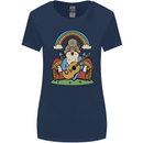 Trippy Guitar Hippy Gnome Magic Mushrooms Womens Wider Cut T-Shirt Navy Blue