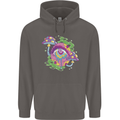 Trippy Magic Mushroom Eye LSD Festivals Mens 80% Cotton Hoodie Charcoal