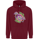 Trippy Magic Mushroom Eye LSD Festivals Mens 80% Cotton Hoodie Maroon
