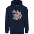 Trippy Magic Mushroom Eye LSD Festivals Mens 80% Cotton Hoodie Navy Blue