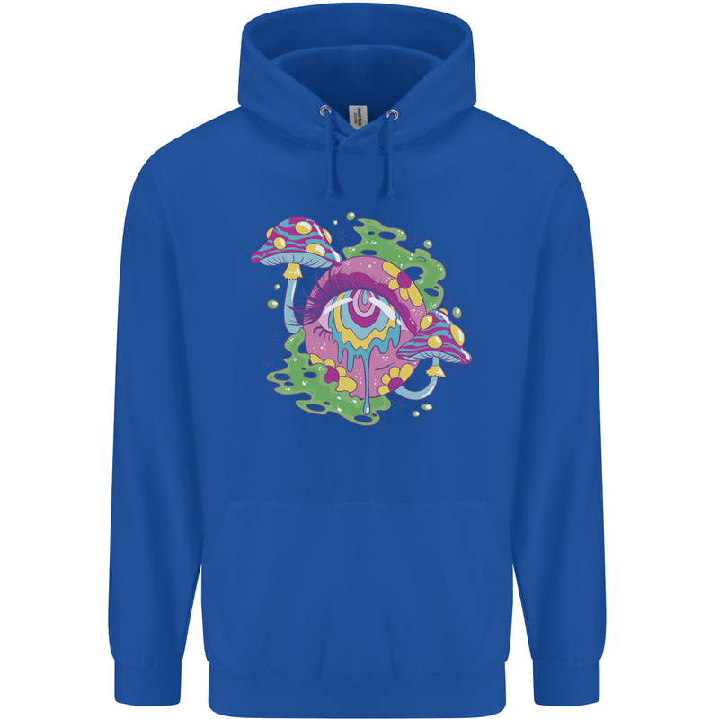 Trippy Magic Mushroom Eye LSD Festivals Mens 80% Cotton Hoodie Royal Blue