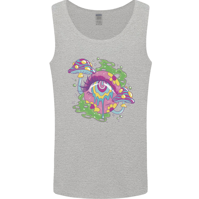 Trippy Magic Mushroom Eye LSD Festivals Mens Vest Tank Top Sports Grey