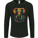 Tropical Elephant Mens Long Sleeve T-Shirt Black