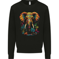 Tropical Elephant Mens Sweatshirt Jumper Black