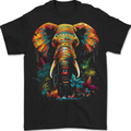 Tropical Elephant Mens T-Shirt 100% Cotton BLACK