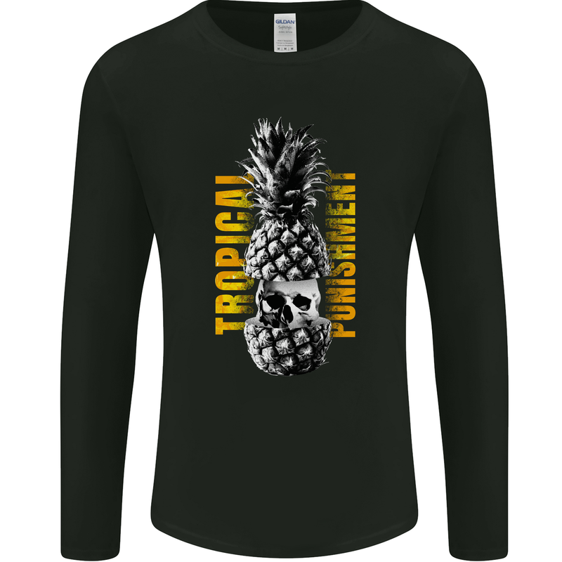 Tropical Punishment Pineapple Skull Mens Long Sleeve T-Shirt Black