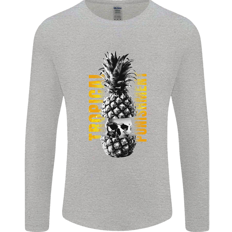 Tropical Punishment Pineapple Skull Mens Long Sleeve T-Shirt Sports Grey
