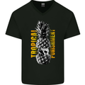 Tropical Punishment Pineapple Skull Mens V-Neck Cotton T-Shirt Black