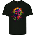 Tropical T-Rex in a Forest With a Moon Mens Cotton T-Shirt Tee Top Black