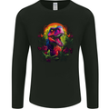 Tropical T-Rex in a Forest With a Moon Mens Long Sleeve T-Shirt Black