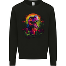 Tropical T-Rex in a Forest With a Moon Mens Sweatshirt Jumper Black