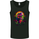 Tropical T-Rex in a Forest With a Moon Mens Vest Tank Top Black