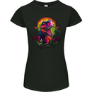 Tropical T-Rex in a Forest With a Moon Womens Petite Cut T-Shirt Black