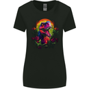 Tropical T-Rex in a Forest With a Moon Womens Wider Cut T-Shirt Black