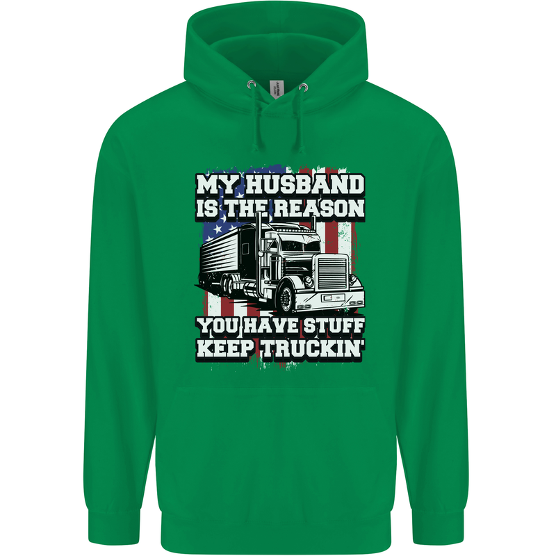 Truck Driver Funny USA Flag Lorry Driver Childrens Kids Hoodie Irish Green